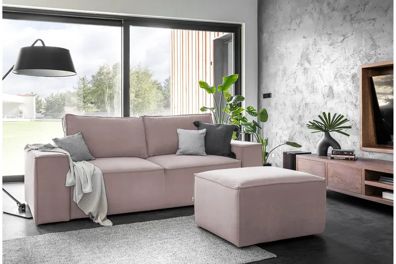 Kamli Bäddsoffa 3-sits med Förvaring - Ljusrosa - Möbler - Soffa - Bäddsoffa