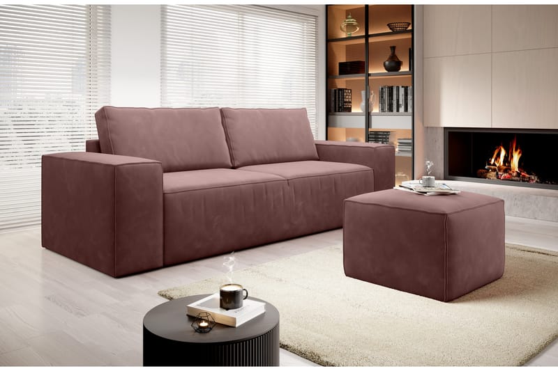 Kamli Bäddsoffa 3-sits med Förvaring - Rosa - Möbler - Soffa - Bäddsoffa