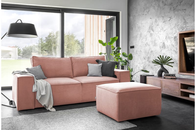 Kamli Bäddsoffa 3-sits med Förvaring - Rosa - Bäddsoffa - Bäddsoffa 3 sits