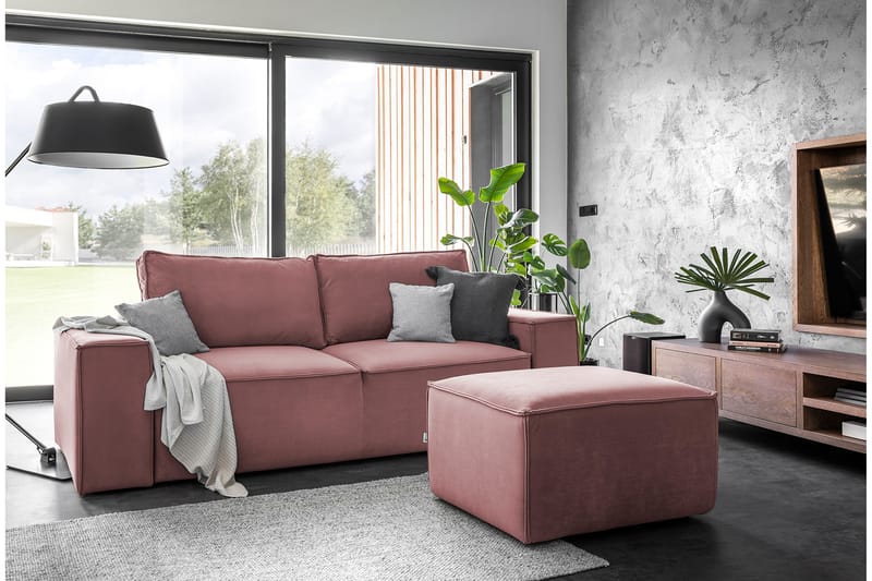 Kamli Bäddsoffa 3-sits med Förvaring - Rosa - Bäddsoffa - Bäddsoffa 3 sits