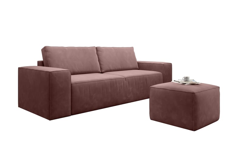 Kamli Bäddsoffa 3-sits med Förvaring - Rosa - Möbler - Soffa - Bäddsoffa