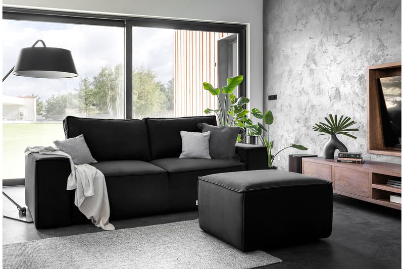 Kamli Bäddsoffa 3-sits med Förvaring - Svart - Möbler - Soffa - Bäddsoffa