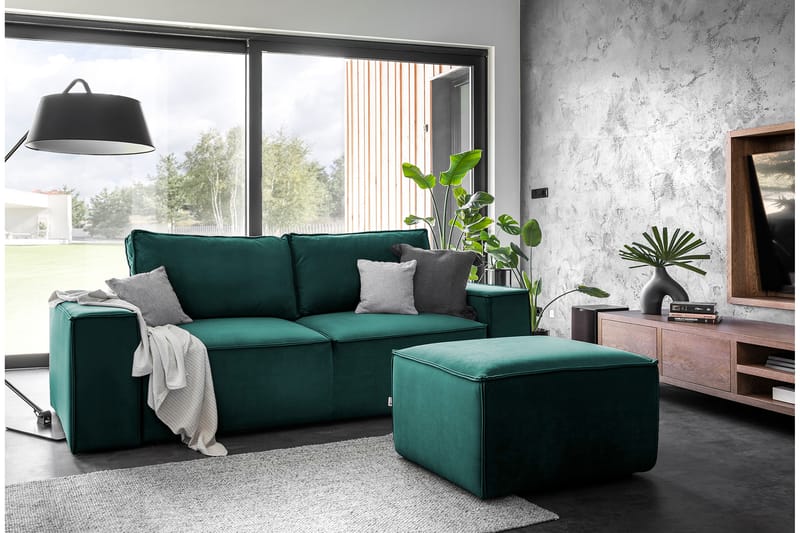 Kamli Bäddsoffa 3-sits med Förvaring - Turkos - Möbler - Soffa - Bäddsoffa
