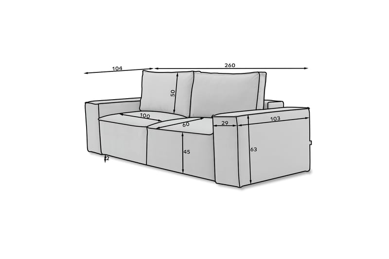 Kamli Bäddsoffa 3-sits med Förvaring - Vinröd - Möbler - Soffa - Bäddsoffa