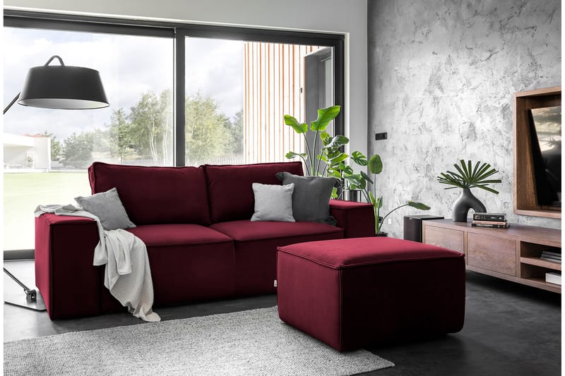 Kamli Bäddsoffa 3-sits med Förvaring - Vinröd - Möbler - Soffa - Bäddsoffa