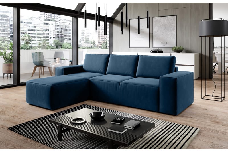 Kamli Bäddsoffa m. Divan med Förvaring - Blå - Möbler - Soffa - Bäddsoffa
