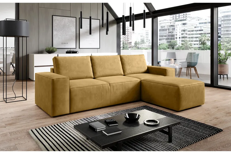 Kamli Bäddsoffa m. Divan med Förvaring, Brun