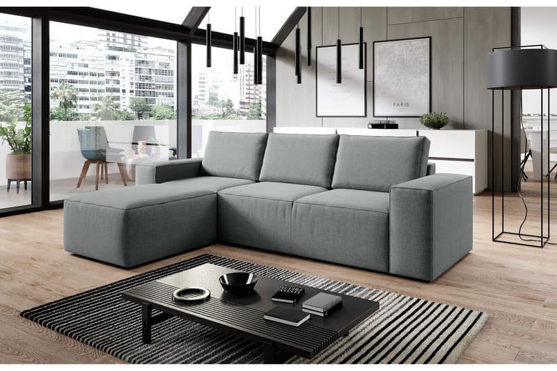 Kamli Bäddsoffa m. Divan med Förvaring - Grå - Möbler - Soffa - Bäddsoffa