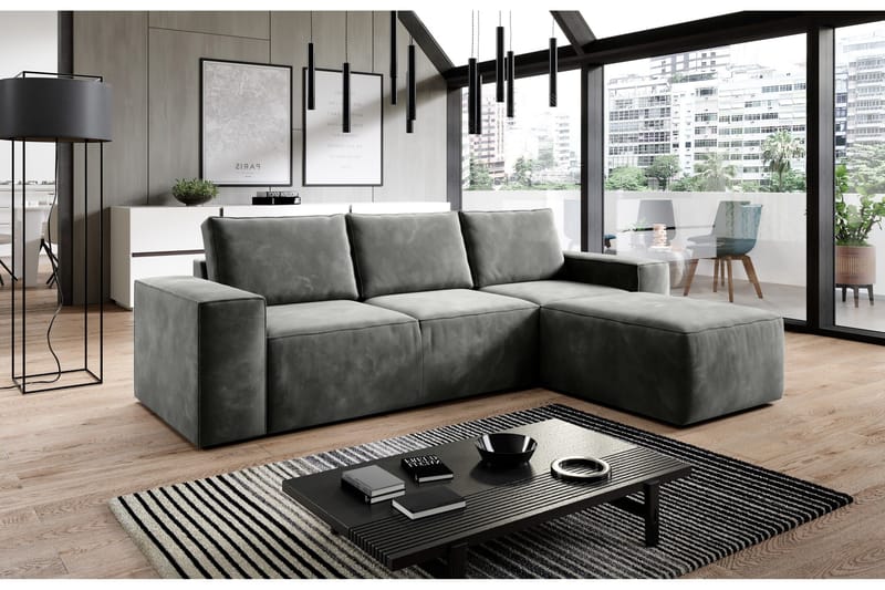 Kamli Bäddsoffa m. Divan med Förvaring - Grå - Möbler - Soffa - Bäddsoffa