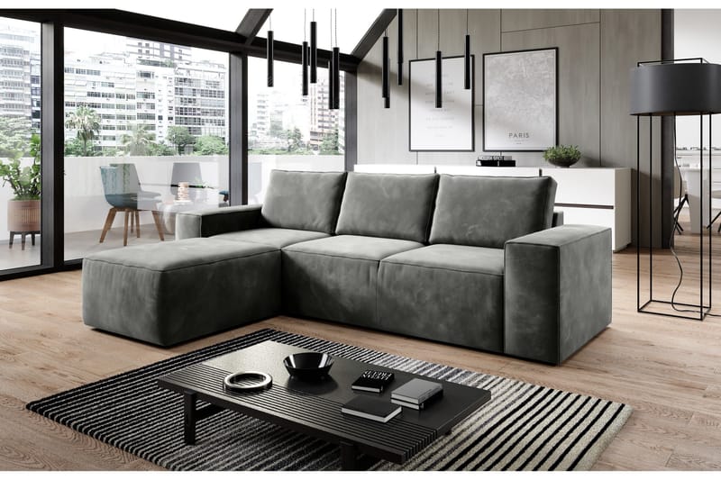 Kamli Bäddsoffa m. Divan med Förvaring - Grå - Möbler - Soffa - Bäddsoffa