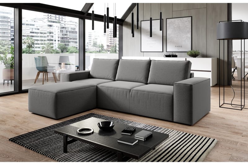 Kamli Bäddsoffa m. Divan med Förvaring - Grå - Möbler - Soffa - Bäddsoffa