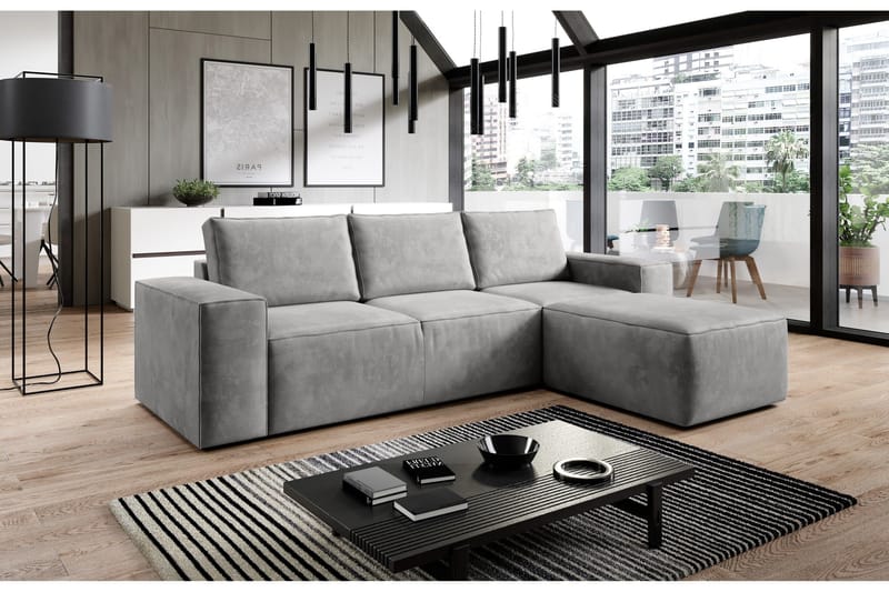 Kamli Bäddsoffa m. Divan med Förvaring - Ljusgrå - Möbler - Soffa - Bäddsoffa