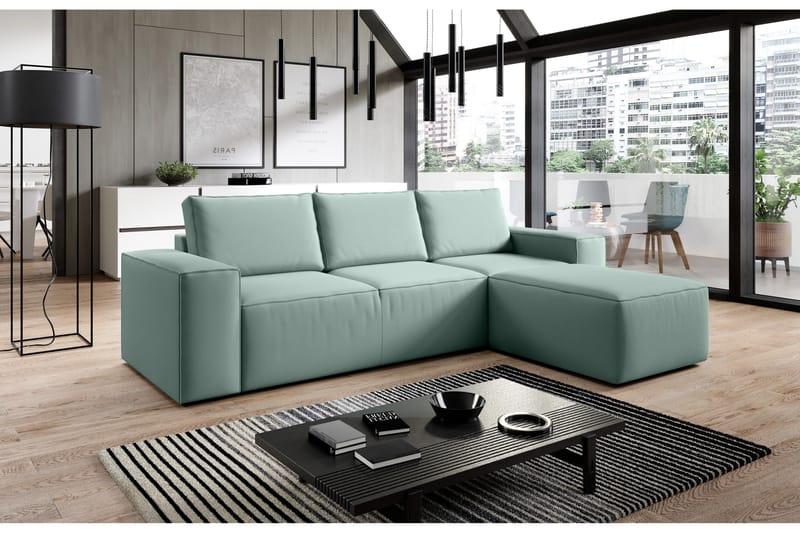 Kamli Bäddsoffa m. Divan med Förvaring, Ljusrosa