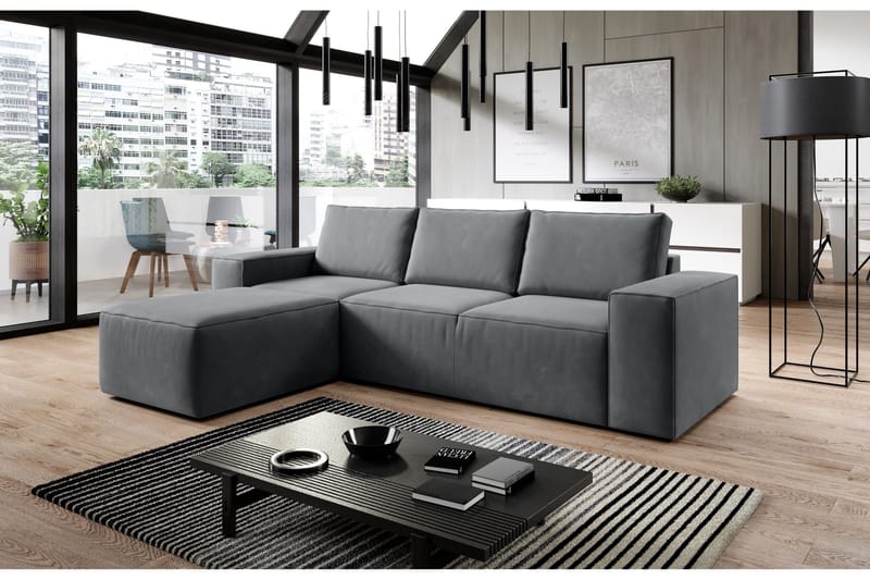 Kamli Bäddsoffa m. Divan med Förvaring - Mörkgrå - Möbler - Soffa - Bäddsoffa