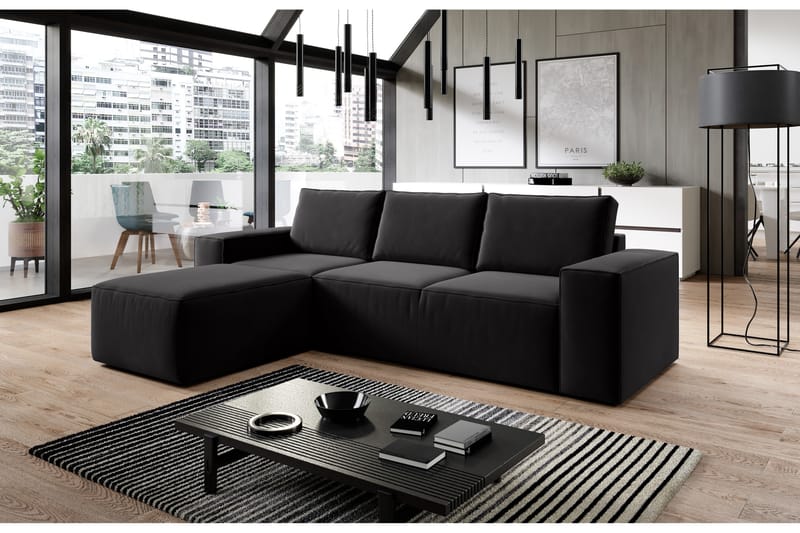 Kamli Bäddsoffa m. Divan med Förvaring - Svart - Möbler - Soffa - Bäddsoffa