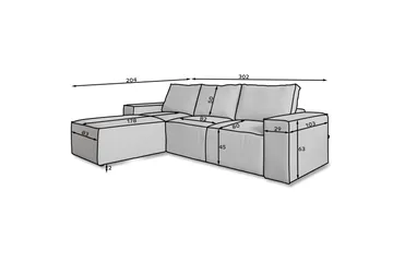 Kamli Bäddsoffa m. Divan med Förvaring - Turkos - Möbler - Soffa - Bäddsoffa