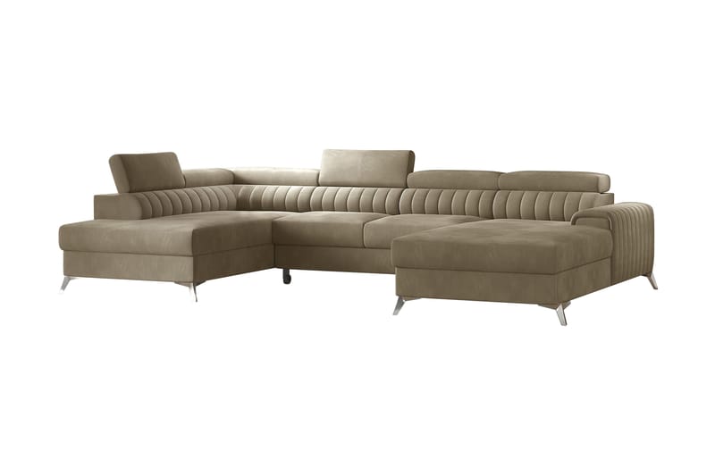 Kamran Bäddsoffa m. Divan och Schäslong med Förvaring - Beige - Bäddsoffa - Bäddsoffa divan