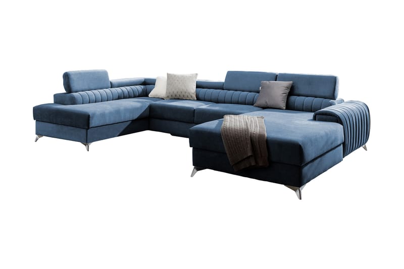 Kamran Bäddsoffa m. Divan och Schäslong med Förvaring - Blå - Möbler - Soffa - Bäddsoffa