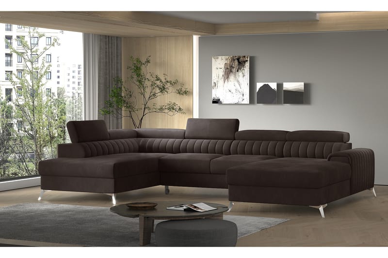 Kamran Bäddsoffa m. Divan och Schäslong med Förvaring - Brun - Möbler - Soffa - Bäddsoffa