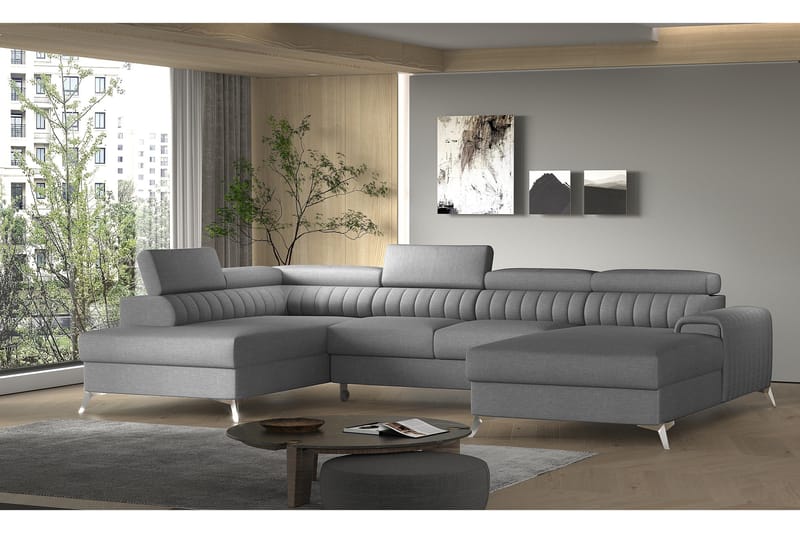 Kamran Bäddsoffa m. Divan och Schäslong med Förvaring - Grå - Möbler - Soffa - Bäddsoffa