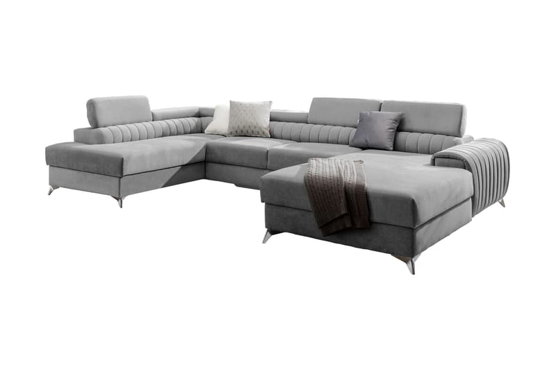 Kamran Bäddsoffa m. Divan och Schäslong med Förvaring - Grå - Möbler - Soffa - Bäddsoffa