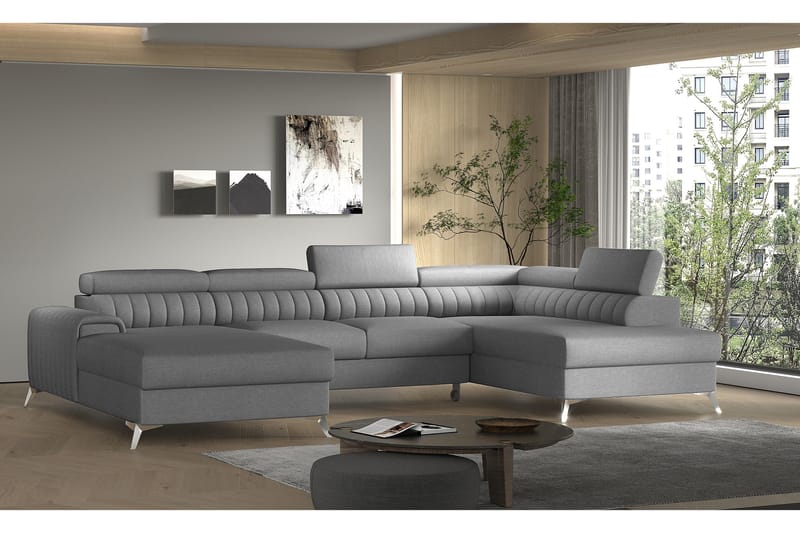 Kamran Bäddsoffa m. Divan och Schäslong med Förvaring - Grå - Möbler - Soffa - Bäddsoffa