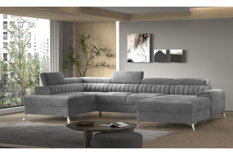 Kamran Bäddsoffa m. Divan och Schäslong med Förvaring - Grå - Möbler - Soffa - Bäddsoffa