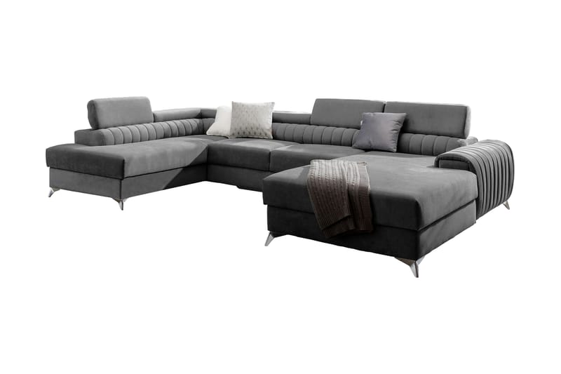 Kamran Bäddsoffa m. Divan och Schäslong med Förvaring - Grå - Möbler - Soffa - Bäddsoffa