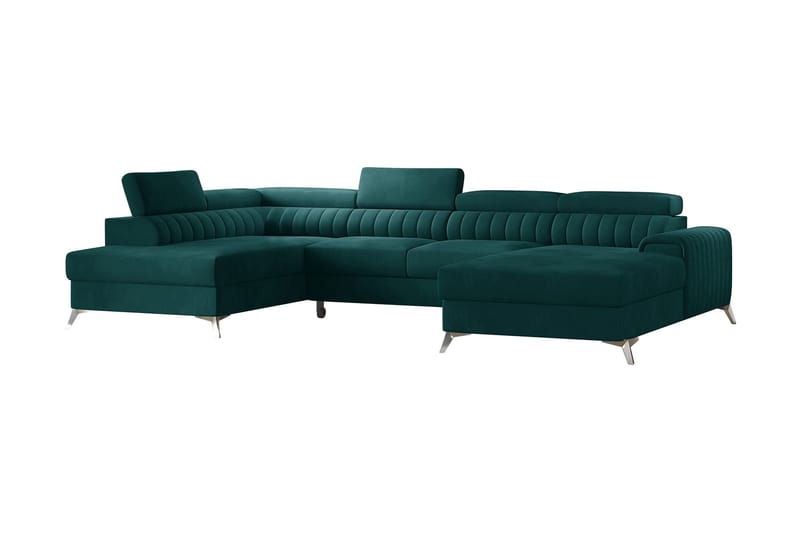 Kamran Bäddsoffa m. Divan och Schäslong med Förvaring - Grön - Möbler - Soffa - Bäddsoffa