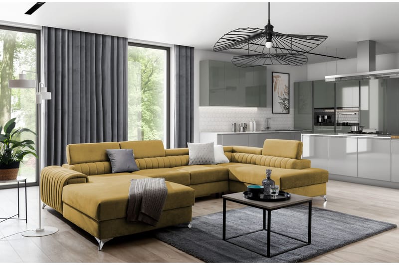 Kamran Bäddsoffa m. Divan och Schäslong med Förvaring - Gul - Möbler - Soffa - Bäddsoffa
