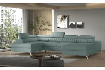 Kamran Bäddsoffa m. Divan och Schäslong med Förvaring - Ljusblå - Möbler - Soffa - Bäddsoffa