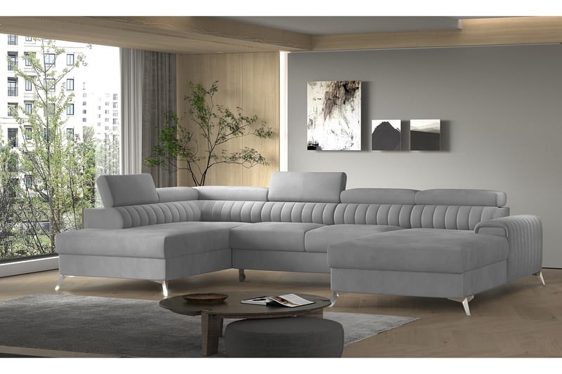 Kamran Bäddsoffa m. Divan och Schäslong med Förvaring - Ljusgrå - Möbler - Soffa - Bäddsoffa