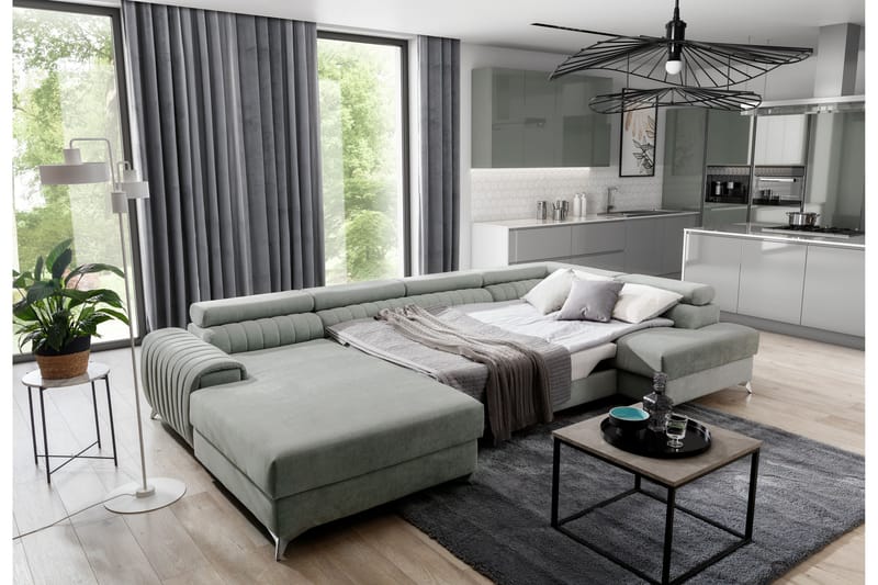 Kamran Bäddsoffa m. Divan och Schäslong med Förvaring - Rosa - Möbler - Soffa - Bäddsoffa