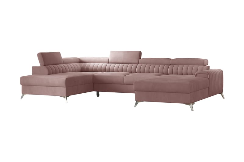 Kamran Bäddsoffa m. Divan och Schäslong med Förvaring - Rosa - Bäddsoffa - Bäddsoffa divan