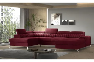 Kamran Bäddsoffa m. Divan och Schäslong med Förvaring - Vinröd - Möbler - Soffa - Bäddsoffa