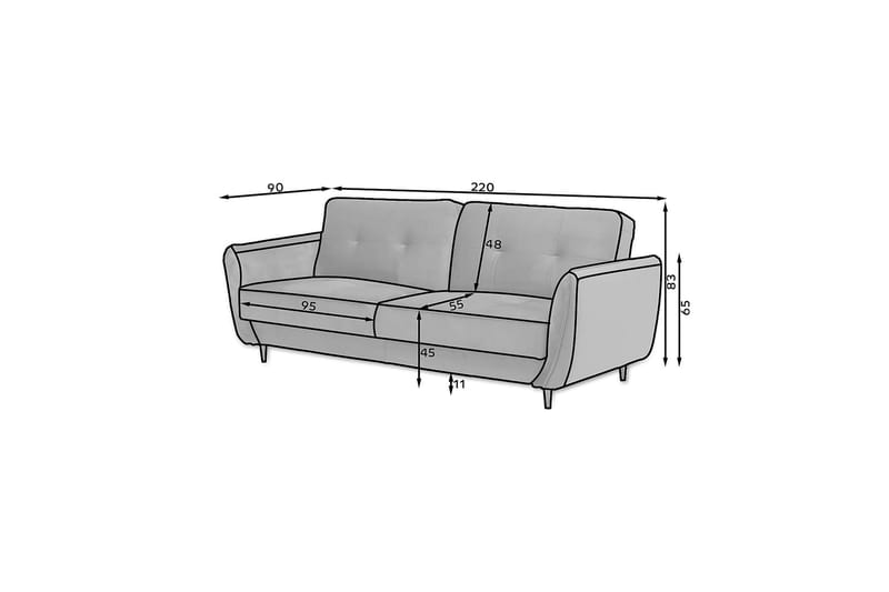 Katsuya Bäddsoffa 3-sits - Gul - Möbler - Soffa - Bäddsoffa