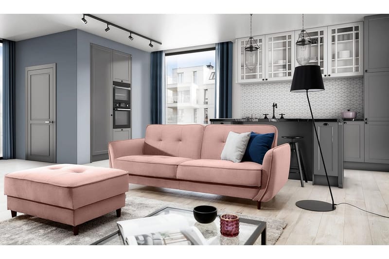 Katsuya Bäddsoffa 3-sits - Ljusrosa - Möbler - Soffa - Bäddsoffa