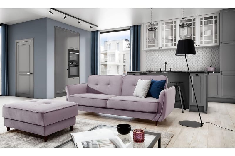 Katsuya Bäddsoffa 3-sits - Ljusrosa - Möbler - Soffa - Bäddsoffa