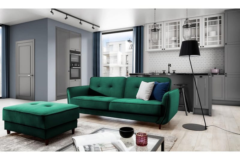 Katsuya Bäddsoffa 3-sits - Mörkgrön - Möbler - Soffa - Bäddsoffa