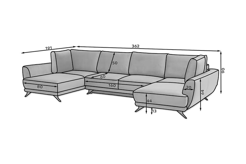 Katun Bäddsoffa Dubbelschäslong - Brun - Bäddsoffa