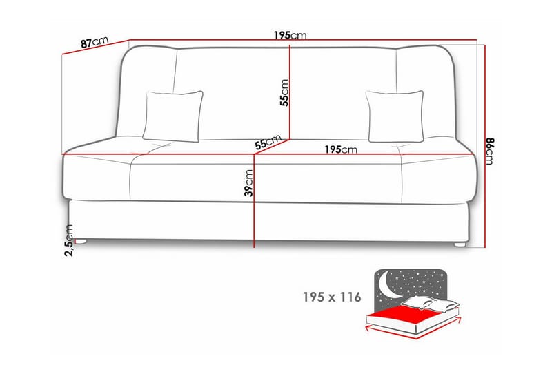 Kintore 2-sits Bäddsoffa - Bäddsoffa - Bäddsoffa 2 sits