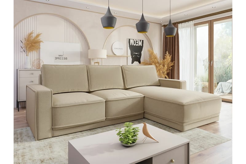 Kintore 3-sits Hörnbäddsoffa - Cream - Möbler - Soffa - Bäddsoffa