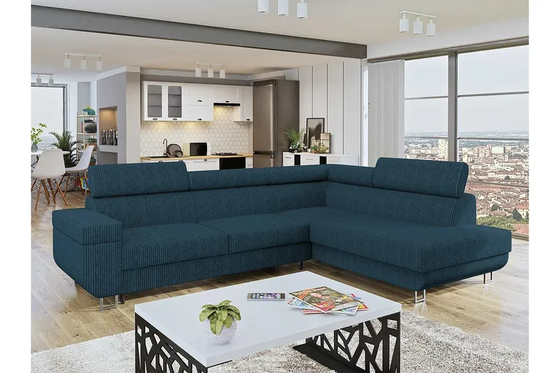 Kintore 3-sits Hörnbäddsoffa Dark blue - Möbler - Soffa - Bäddsoffa