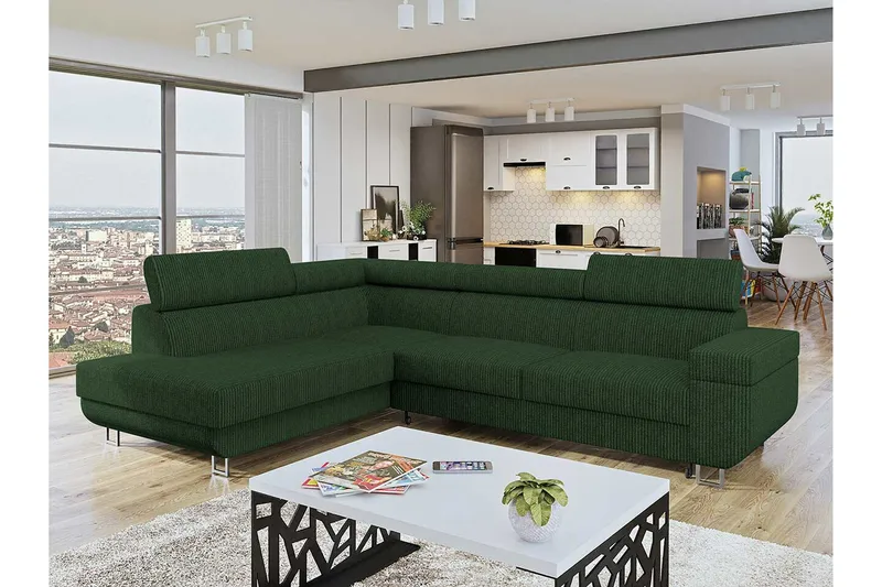 Kintore 3-sits Hörnbäddsoffa Dark green - Möbler - Soffa - Bäddsoffa