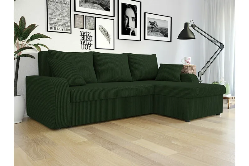 Kintore 3-sits Hörnbäddsoffa Dark green - Möbler - Soffa - Bäddsoffa