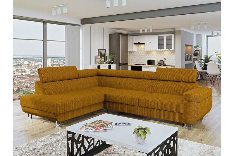 Kintore 3-sits Hörnbäddsoffa Dark yellow - Möbler - Soffa - Bäddsoffa