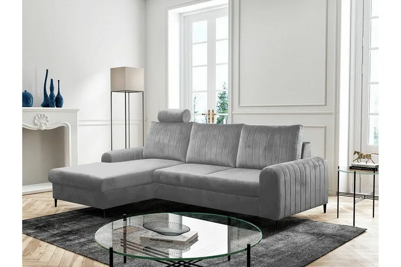 Kintore 3-sits Hörnbäddsoffa Light grey/Dark grey - Möbler - Soffa - Bäddsoffa