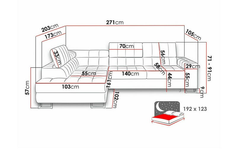 Kintore 3-sits Hörnbäddsoffa Light grey/Dark grey - Möbler - Soffa - Bäddsoffa