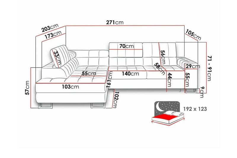 Kintore 3-sits Hörnbäddsoffa Ljusgrå - Möbler - Soffa - Bäddsoffa