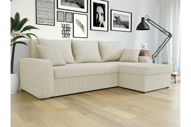 Kintore 3-sits Hörnbäddsoffa NO_BRAND Beige/Light beige - Möbler - Soffa - Bäddsoffa